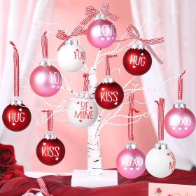 24Pcs Valentines Day Ball Ornaments, 2.36Inch Red Pink White Hanging Balls for Tree