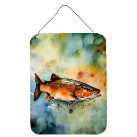 NEW Brown Trout Wall or Door Hanging Prints Aluminum Metal Sign Kitchen Wall Bar Bathroom Plaque Home Decor Front Door Plaque, 12x16, Multicolor