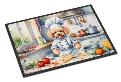 Poodle The Chef Doormat Front Door Mat Indoor Outdoor Rugs for Entryway, Non Slip Washable Low Pile, 24H X 36W