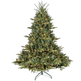 5FT Pre-Lit Christmas Tree, Artificial Fake Christmas Tree with 350 Lights, 1129 PE & PVC Mixed Branch Tips
