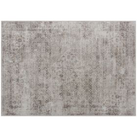 HOMCOM Machine Washable Area Rug 4x6, Non-Slip Traditional Floor Carpet for Living Room, Bedroom, Light Mixed-Brown
