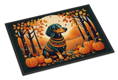 NEW Dachshund Fall Doormat Front Door Mat Indoor Outdoor Rugs for Entryway, Non Slip Washable Low Pile, 18H X 27W (Default: Default)